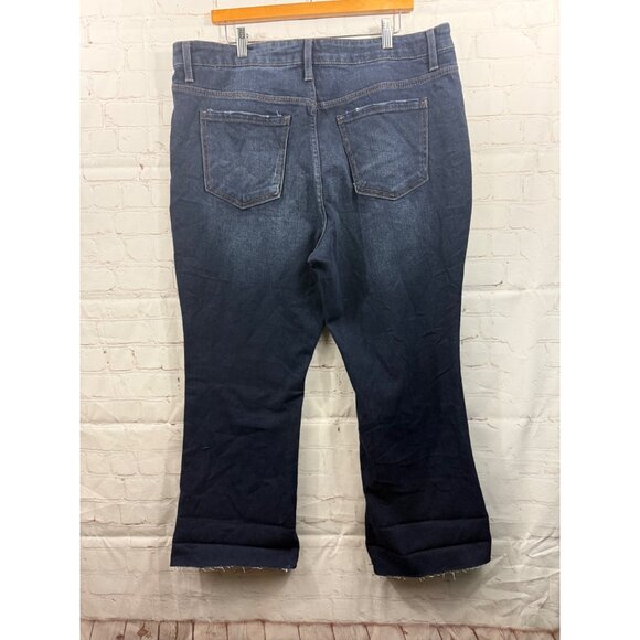 Terra & Sky Vintage Crop Bootcut Jeans Womens Plus Size 18W Dark Wash High Rise - Picture 2 of 7